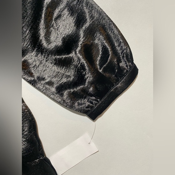 NEW Plus Size 2X Moa Moa Split VNeck 3/4 Sleeve Tier Button Frt Blouse Black - Picture 4 of 10